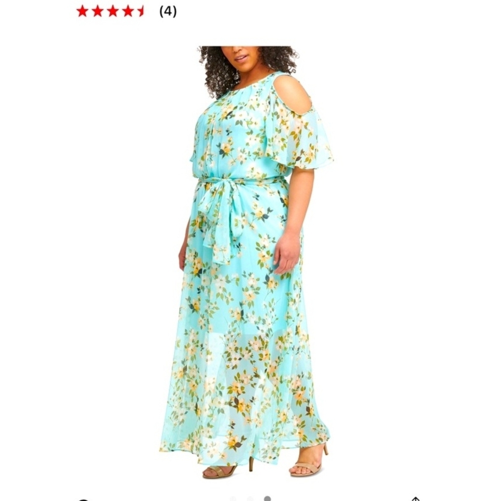 Calvin Klein Size 22 Blue Floral Maxi Dress